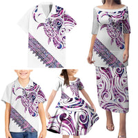 Mawhero Paua shell Kowhaiwhai Taniko Personalised Family Matching Puletasi and Hawaiian Shirt Turtle Tattoo Maori Tribal Style