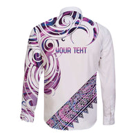 Mawhero Paua shell Kowhaiwhai Taniko Personalised Long Sleeve Button Shirt Turtle Tattoo Maori Tribal Style