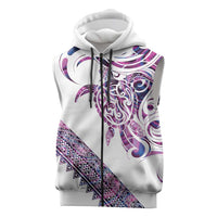Mawhero Paua shell Kowhaiwhai Taniko Personalised Sleeveless Zip Hoodie Turtle Tattoo Maori Tribal Style