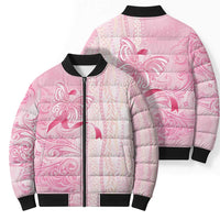 Breast Cancer Awareness Bomber Puffer Jacket Maile Pikake Lokelani Crown Flower Lei Inspired LT9 - Polynesian Pride