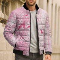 Breast Cancer Awareness Bomber Puffer Jacket Maile Pikake Lokelani Crown Flower Lei Inspired LT9 - Polynesian Pride