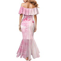 Breast Cancer Awareness Family Matching Mermaid Dress and Hawaiian Shirt Maile Pikake Lokelani Crown Flower Lei Inspired