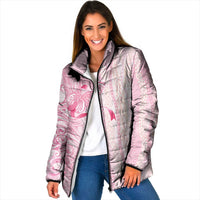 Breast Cancer Awareness Padded Jacket Maile Pikake Lokelani Crown Flower Lei Inspired