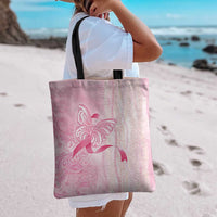 Breast Cancer Awareness Tote Bag Maile Pikake Lokelani Crown Flower Lei Inspired