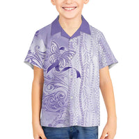 Epilepsy Awareness Family Matching Tank Maxi Dress and Hawaiian Shirt Maile Pikake Lokelani Crown Flower Lei Inspired LT9 Son's Shirt Purple - Polynesian Pride