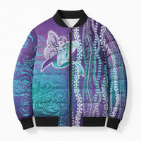 Suicide Prevention Awareness Bomber Puffer Jacket Maile Pikake Lokelani Crown Flower Lei Inspired