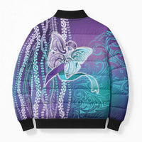 Suicide Prevention Awareness Bomber Puffer Jacket Maile Pikake Lokelani Crown Flower Lei Inspired