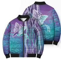 Suicide Prevention Awareness Bomber Puffer Jacket Maile Pikake Lokelani Crown Flower Lei Inspired