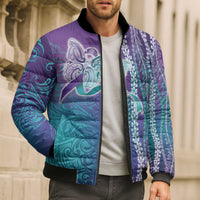 Suicide Prevention Awareness Bomber Puffer Jacket Maile Pikake Lokelani Crown Flower Lei Inspired