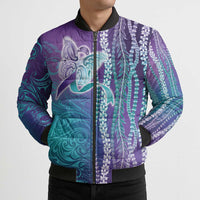 Suicide Prevention Awareness Bomber Puffer Jacket Maile Pikake Lokelani Crown Flower Lei Inspired