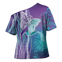 Suicide Prevention Awareness Cross Shoulder Shirt Maile Pikake Lokelani Crown Flower Lei Inspired