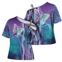 Suicide Prevention Awareness Cross Shoulder Shirt Maile Pikake Lokelani Crown Flower Lei Inspired