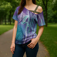 Suicide Prevention Awareness Cross Shoulder Shirt Maile Pikake Lokelani Crown Flower Lei Inspired