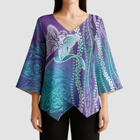 Suicide Prevention Awareness Kimono Sleeve Blouse Maile Pikake Lokelani Crown Flower Lei Inspired