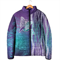 Suicide Prevention Awareness Padded Jacket Maile Pikake Lokelani Crown Flower Lei Inspired