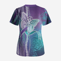 Suicide Prevention Awareness Scrub Top Maile Pikake Lokelani Crown Flower Lei Inspired