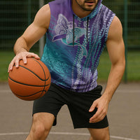 Suicide Prevention Awareness Sleeveless Hoodie Maile Pikake Lokelani Crown Flower Lei Inspired