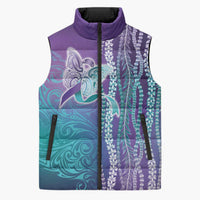 Suicide Prevention Awareness Sleeveless Puffer Jacket Maile Pikake Lokelani Crown Flower Lei Inspired