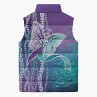Suicide Prevention Awareness Sleeveless Puffer Jacket Maile Pikake Lokelani Crown Flower Lei Inspired