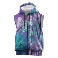 Suicide Prevention Awareness Sleeveless Zip Hoodie Maile Pikake Lokelani Crown Flower Lei Inspired