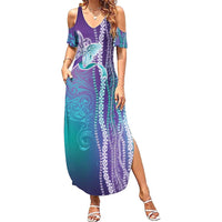 Suicide Prevention Awareness Summer Maxi Dress Maile Pikake Lokelani Crown Flower Lei Inspired