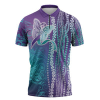 Suicide Prevention Awareness Zipper Polo Shirt Maile Pikake Lokelani Crown Flower Lei Inspired