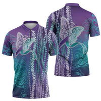 Suicide Prevention Awareness Zipper Polo Shirt Maile Pikake Lokelani Crown Flower Lei Inspired