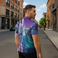 Suicide Prevention Awareness Zipper Polo Shirt Maile Pikake Lokelani Crown Flower Lei Inspired