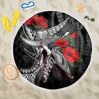 Hawaiian Honu Personalized Beach Blanket Black Tribal Hook Pattern LT9 One Size 150cm Black - Polynesian Pride