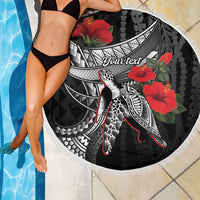 Hawaiian Honu Personalized Beach Blanket Black Tribal Hook Pattern LT9 - Polynesian Pride