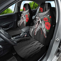 Hawaiian Honu Personalized Car Seat Cover Black Tribal Hook Pattern