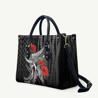 Hawaiian Honu Personalized Leather Bag Black Tribal Hook Pattern