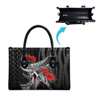 Hawaiian Honu Personalized Leather Bag Black Tribal Hook Pattern