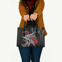 Hawaiian Honu Personalized Leather Bag Black Tribal Hook Pattern