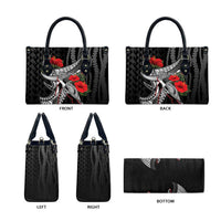 Hawaiian Honu Personalized Leather Bag Black Tribal Hook Pattern