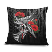 Hawaiian Honu Personalized Pillow Cover Black Tribal Hook Pattern LT9 Black - Polynesian Pride