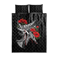 Hawaiian Honu Personalized Quilt Bed Set Black Tribal Hook Pattern