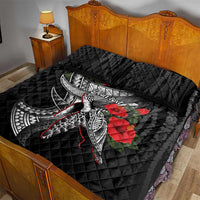 Hawaiian Honu Personalized Quilt Bed Set Black Tribal Hook Pattern