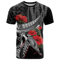 Hawaiian Honu Personalized T Shirt Black Tribal Hook Pattern
