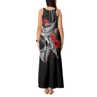 Hawaiian Honu Personalized Tank Maxi Dress Black Tribal Hook Pattern