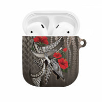 Hawaiian Honu Personalized AirPods Case Mocha Mousse Hibiscus Tribal Hook Pattern