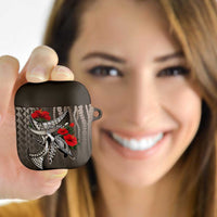 Hawaiian Honu Personalized AirPods Case Mocha Mousse Hibiscus Tribal Hook Pattern