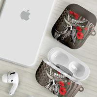 Hawaiian Honu Personalized AirPods Case Mocha Mousse Hibiscus Tribal Hook Pattern
