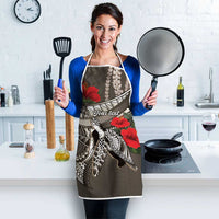 Hawaiian Honu Personalized Apron Mocha Mousse Hibiscus Tribal Hook Pattern