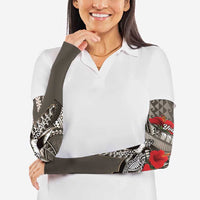 Hawaiian Honu Personalized Arm Sleeves Mocha Mousse Hibiscus Tribal Hook Pattern