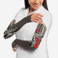 Hawaiian Honu Personalized Arm Sleeves Mocha Mousse Hibiscus Tribal Hook Pattern