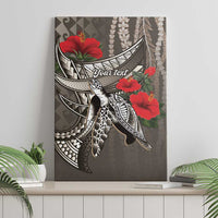 Hawaiian Honu Personalized Canvas Wall Art Mocha Mousse Hibiscus Tribal Hook Pattern