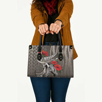 Hawaiian Honu Personalized Leather Bag Mocha Mousse Hibiscus Tribal Hook Pattern