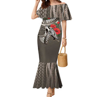 Hawaiian Honu Personalized Mermaid Dress Mocha Mousse Hibiscus Tribal Hook Pattern LT9 Women Mocha - Polynesian Pride