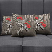 Hawaiian Honu Personalized Pillow Cover Mocha Mousse Hibiscus Tribal Hook Pattern